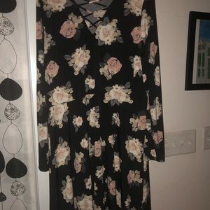 Long sleeve, knee length floral dress